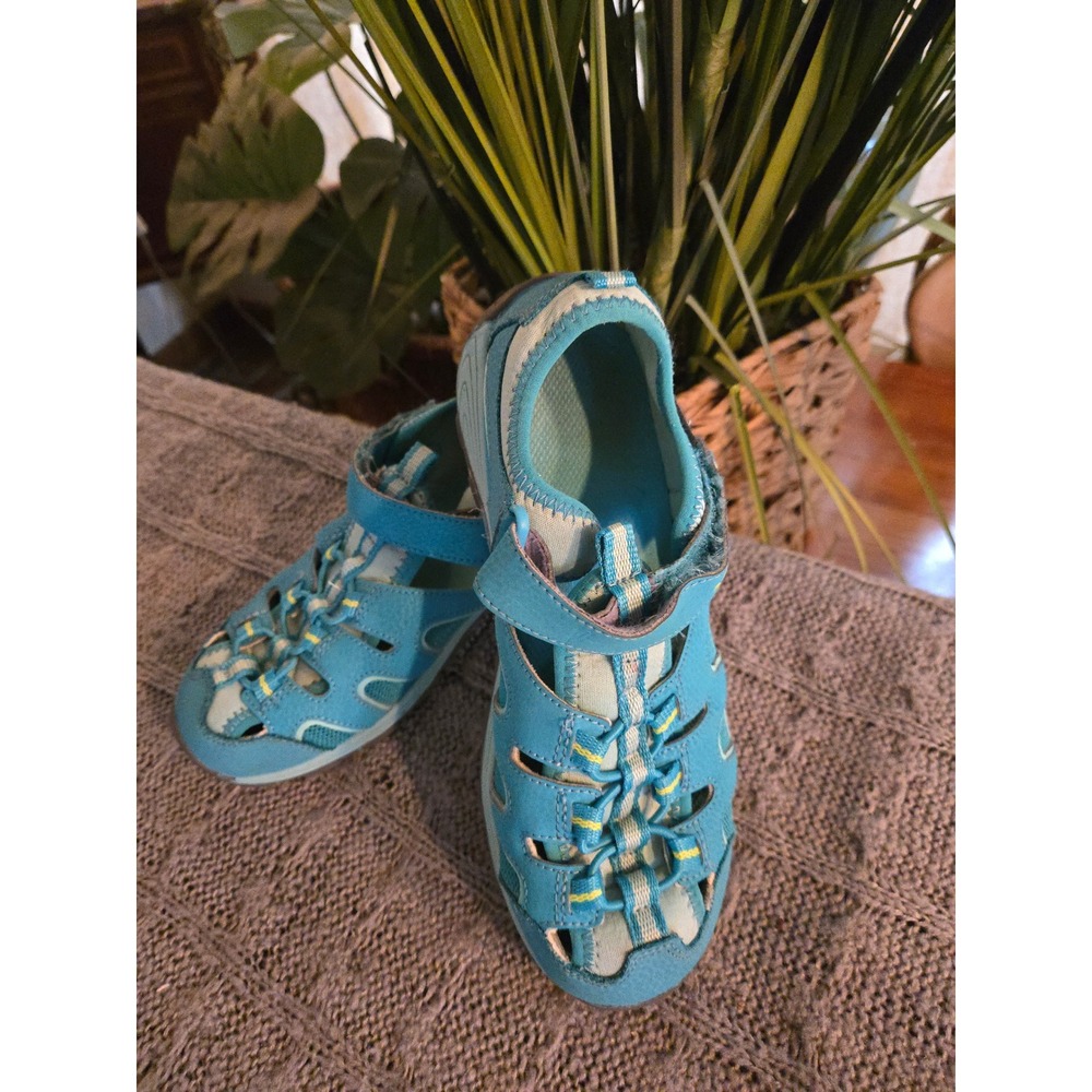 MERRELL Hydro H2O Hiker Kids Blue Teal Leather Mesh Water Sandals Size 5W